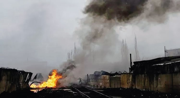 Drone Rusia Membakar Depot Bahan Bakar Ukraina