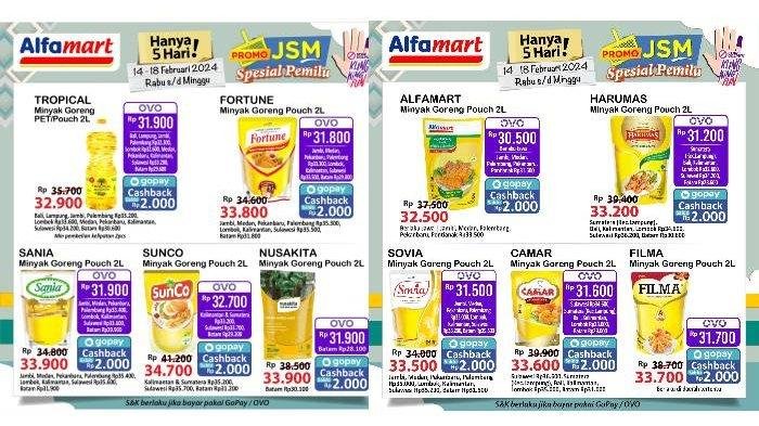 HARGA Minyak Goreng di Promo JSM Alfamart Superindo Hypermart 17 Februari 2024: Migor 2L Rp32.500