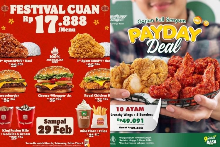 6 Promo Makanan di Akhir Bulan Februari, Burger King Banting Harga dari Rp17 Ribuan