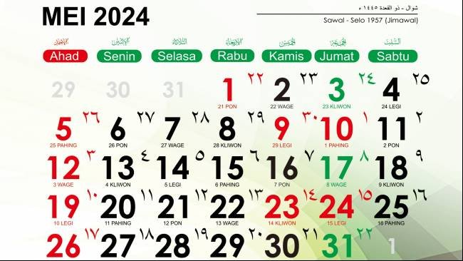 Daftar Tanggal Merah Libur Nasional dan Cuti Bersama Mei 2024, Siap-siap Ada 2 Long Weekend!