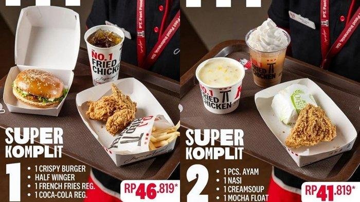 Katalog Promo KFC Hari ini 20 April 2024,Makan Siang Paket Super Komplit 2 hanya Rp 41 Ribuan