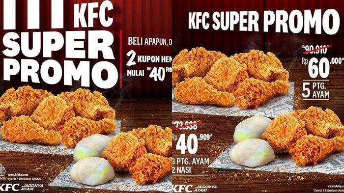 Katalog Promo KFC Hari ini 23 April 2024,Dapatkan 3 Potong Ayam dan 2 Nasi hanya Rp 40.000